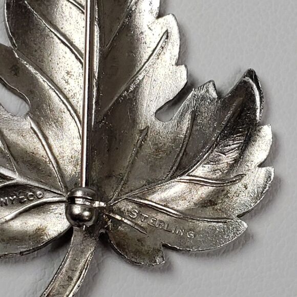 Tiffany & Co. Maple Leaf Floral Pin / Brooch .925 Sterling Silver 2" - Picture 16 of 16